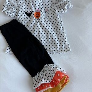 Polka Dot Halloween Top and Ruffle Pants Set